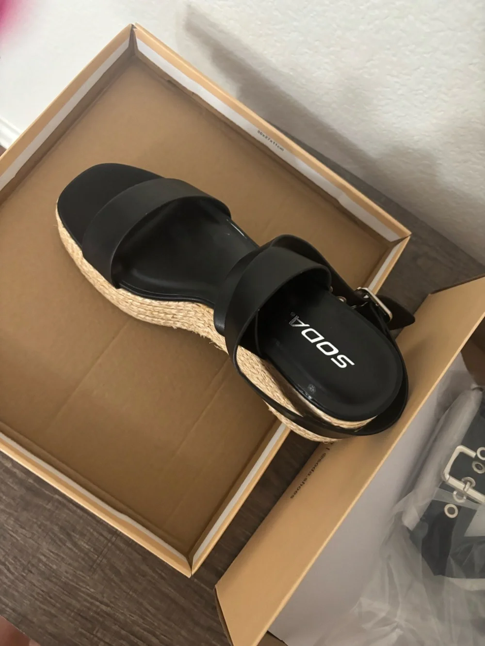 Soda Black Platform Espadrille Sandals with Ankle Strap
